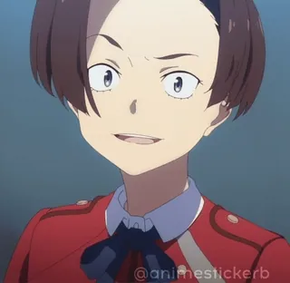 🤡 @animestickerb Anime, Kreskówka, Postać, Naklejka, Dziewczyna, Mundur whatsapp sticker