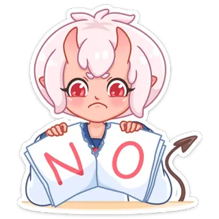 👎 NO ragazza anime, ragazza demone, carina, adesivo, no whatsapp sticker