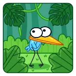 😨 bird, cartoon, jungle, animal, nature, cute, blue telegram sticker