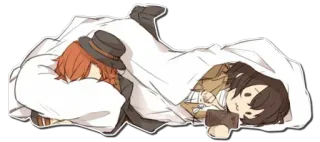📲 Dazai Osamu Bungou Stray Dogs Anime, Chibi, Słodkie, Sen, Bungo Stray Dogs, Dazai, Chuya telegram sticker