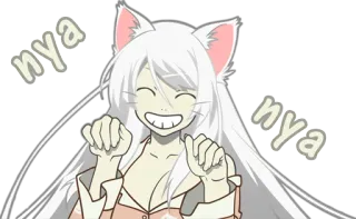 😁 nya nya anime, cat girl, kawaii, manga, cat ears, nya telegram sticker