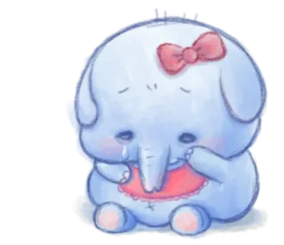 🍯 Cartoon, Elefant, Niedlich, Kawaii, Traurig, Tier telegram sticker