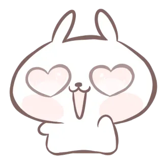 😍 coelho, fofo, amor, olhos de coração, animal telegram sticker