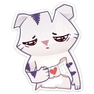 💔 kucing, stiker, sedih, hati, kartun whatsapp sticker