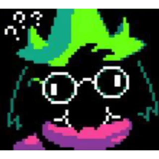 😬 Ralsei Deltarune ralsei, deltarune, videojuego, pixel art, signos de interrogación telegram sticker
