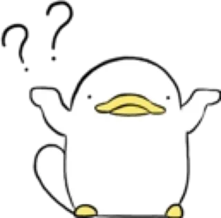 ❓ kaczka, wzruszenie ramionami, kreskówka, zwierzę, pytanie, słodki telegram sticker