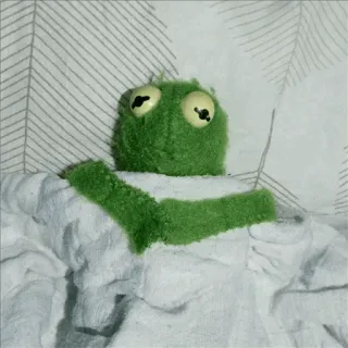 🐸 Kermit the Frog Kermit, frog, puppet, cute, green, meme, funny, bed telegram sticker