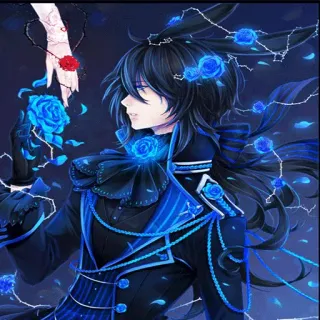 😔 Anime, rosas azuis, gótico, arte, ilustração telegram sticker