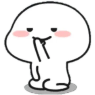 😏 cartoon, cute, white, blob, minimalist, blush telegram sticker