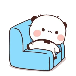 🍯 แพนด้า, การ์ตูน, น่ารัก, พักผ่อน, โซฟา, นั่ง, น่าเอ็นดู telegram sticker