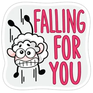 😊 FALLING FOR YOU sheep, falling, cartoon, love, cute whatsapp sticker