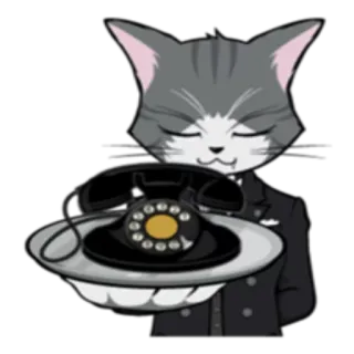 📱 고양이, 집사, 전화, 빈티지, 동물, 귀여운, 웨이터 telegram sticker