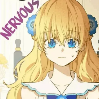 🎟 NERVOUS nervioso, preocupado, anime, chica, linda, cara preocupada, rubia whatsapp sticker