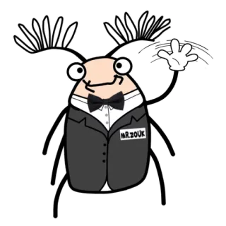 ✋️ MR. ZOUK dessin animé, insecte, personnage, Mr Zouk, insecte, mignon telegram sticker