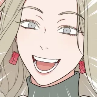 🥢 cartoon, woman, smile, gummy bear, earrings telegram sticker