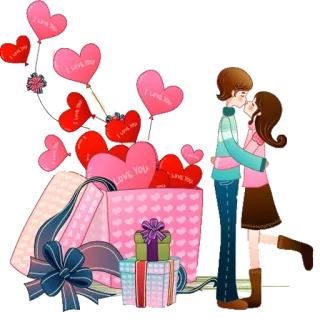😍 I love you amor, casal, corações, presentes, romance, dia dos namorados telegram sticker
