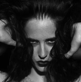 👄 woman, portrait, hair, dark, emo, makeup, face, black and white telegram sticker