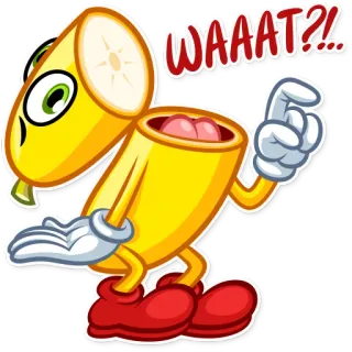🤔 WAAAT?! Desenho animado, Banana, Engraçado, Comida, Pergunta telegram sticker