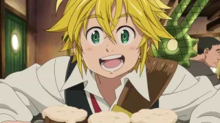😄 Meliodas The Seven Deadly Sins anime, personaggio, cibo, sorridente, felice telegram sticker