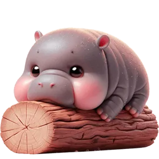 😞 ippopotamo, hippo, carino, kawaii, animale, cartone animato, illustrazione telegram sticker