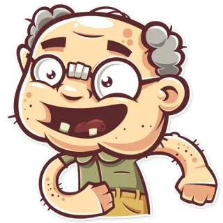 😃 dibujos animados, personaje, anciano, gafas telegram sticker