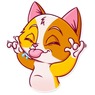 😝 gatto, cartone animato, adesivo, animale, divertente, carino, lingua telegram sticker