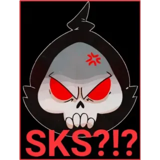 😡 SKS?!?! cartoon, skull, grim reaper, angry, meme telegram sticker