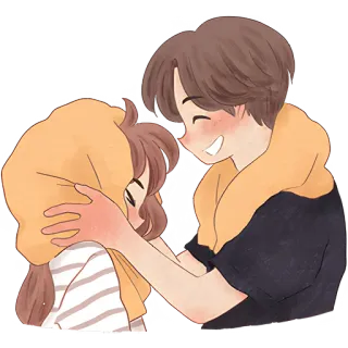 🚿 couple, love, romance, cartoon, affection whatsapp sticker