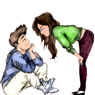 😠 casal, amor, desenho animado, romance, menina, menino telegram sticker
