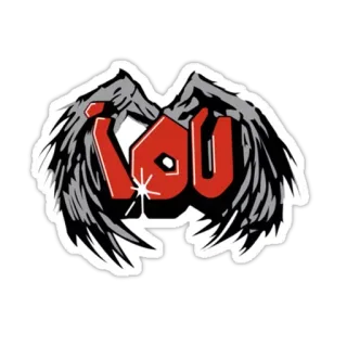 😥 IOU Debito, Ali, Testo, Logo telegram sticker