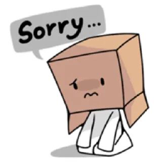 😞 Sorry... apology, sorry, cute, cartoon, box head, sad, apologetic telegram sticker