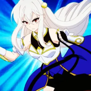 🍪 anime, character, white hair, female, red eyes, fiction telegram sticker