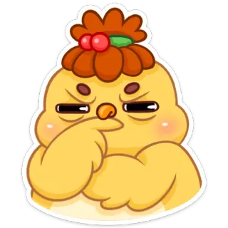 🤔 Dessin animé, En colère, Mignon, Poulet, Animal, Autocollant telegram sticker
