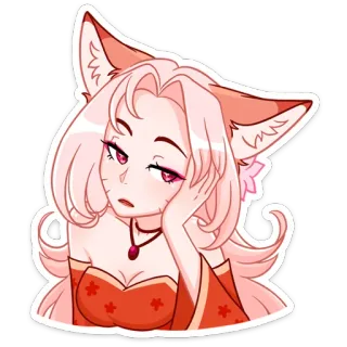 🙄 sticker, anime, fox girl, character, cute whatsapp sticker