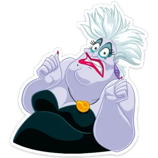 😈 Ursula The Little Mermaid Úrsula, Disney, vilã, bruxa do mar, personagem de desenho animado telegram sticker