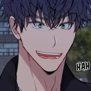 🌟 HAH uomo, stile anime, sorrisetto, cartone animato telegram sticker