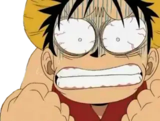 😰 Monkey D. Luffy One Piece 애니메이션, 원피스, 몽키 D. 루피, 반응, 충격, 공포 telegram sticker