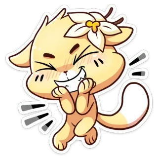 😆 chat, dessin animé, animal, mignon, fleur, joyeux telegram sticker