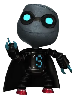 😎 Sackboy, robot, Little Big Planet, videojuego, costura, arte digital telegram sticker