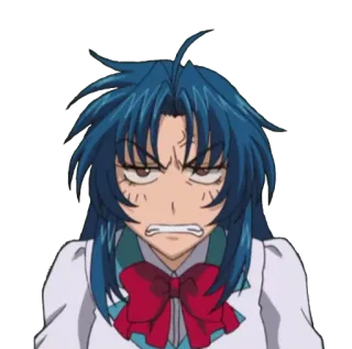 😠 wütend, Anime, blaue Haare, finster, genervt whatsapp sticker