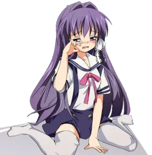 😭 アニメ, 泣く, 女の子, 悲しい, 制服 telegram sticker