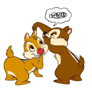 💭 Chip 'n' Dale ardilla listada, dibujos animados, animal, susurrando, disney, personaje telegram sticker