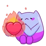 ❤️‍🔥 gatto, amore, fuoco, cuore, carino, cartone animato telegram sticker