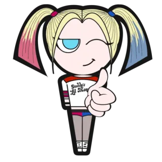 👍 Harley Quinn Daddy's Lil Monster харли квинн, папина дочка-монстр, мультфильм, персонаж telegram sticker