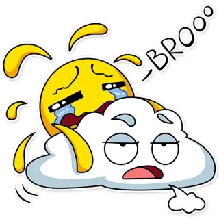 🌤 BROOO emoji, awan, menangis, sedih, emosional telegram sticker