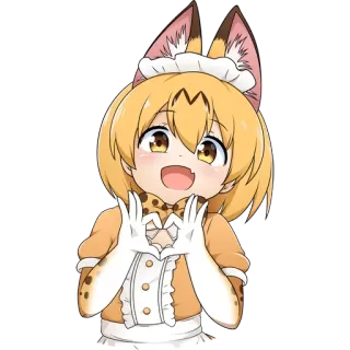 💛 Anime, Gadis kucing, Imut, Kawaii, Hati, Telinga binatang, Kartun telegram sticker
