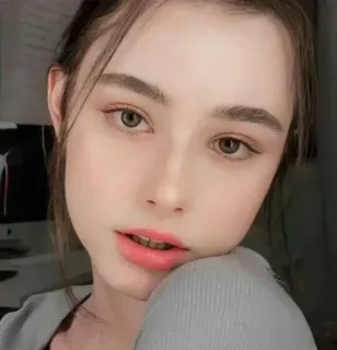 💜 wanita, potret, wajah, gadis, kecantikan, orang telegram sticker