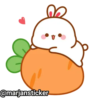 ❤️ @marjansticker кролик, морковь, милый, каваи, наклейка, мультфильм, животное telegram sticker