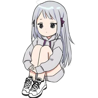 😐 anime, chibi, girl, cute, kawaii, cartoon, sticker telegram sticker