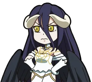 😕 Albedo Overlord Anime, Chibi, Iblis, Tanduk, Sayap, Overlord telegram sticker